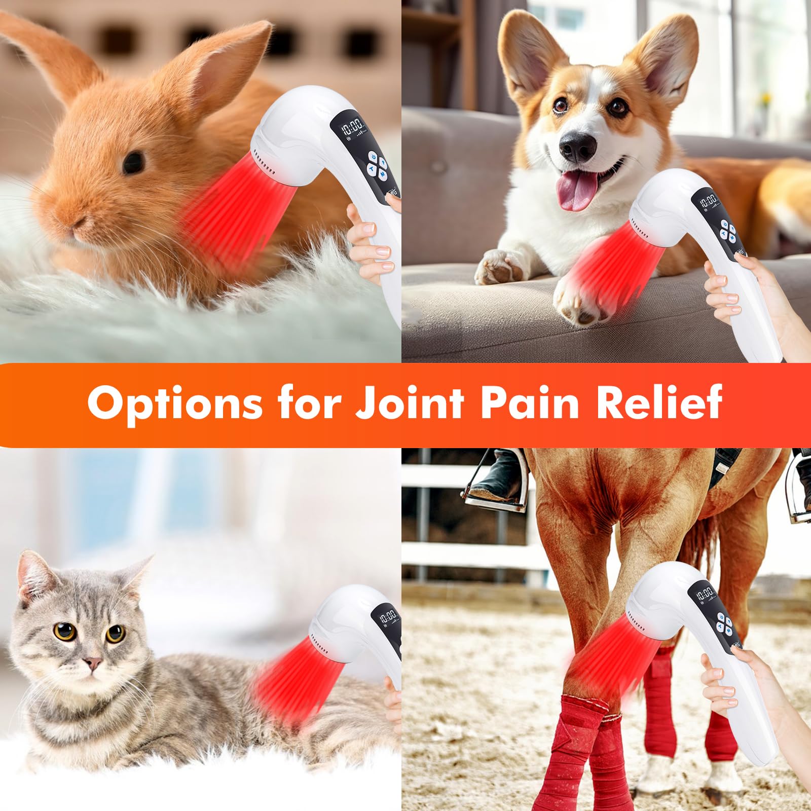 Dispositivo de terapia de luz roja, dispositivo de terapia de luz fría con pantalla LED para aliviar el dolor muscular, terapia de luz infrarroja portátil para humanos/mascotas (4 niveles + 3