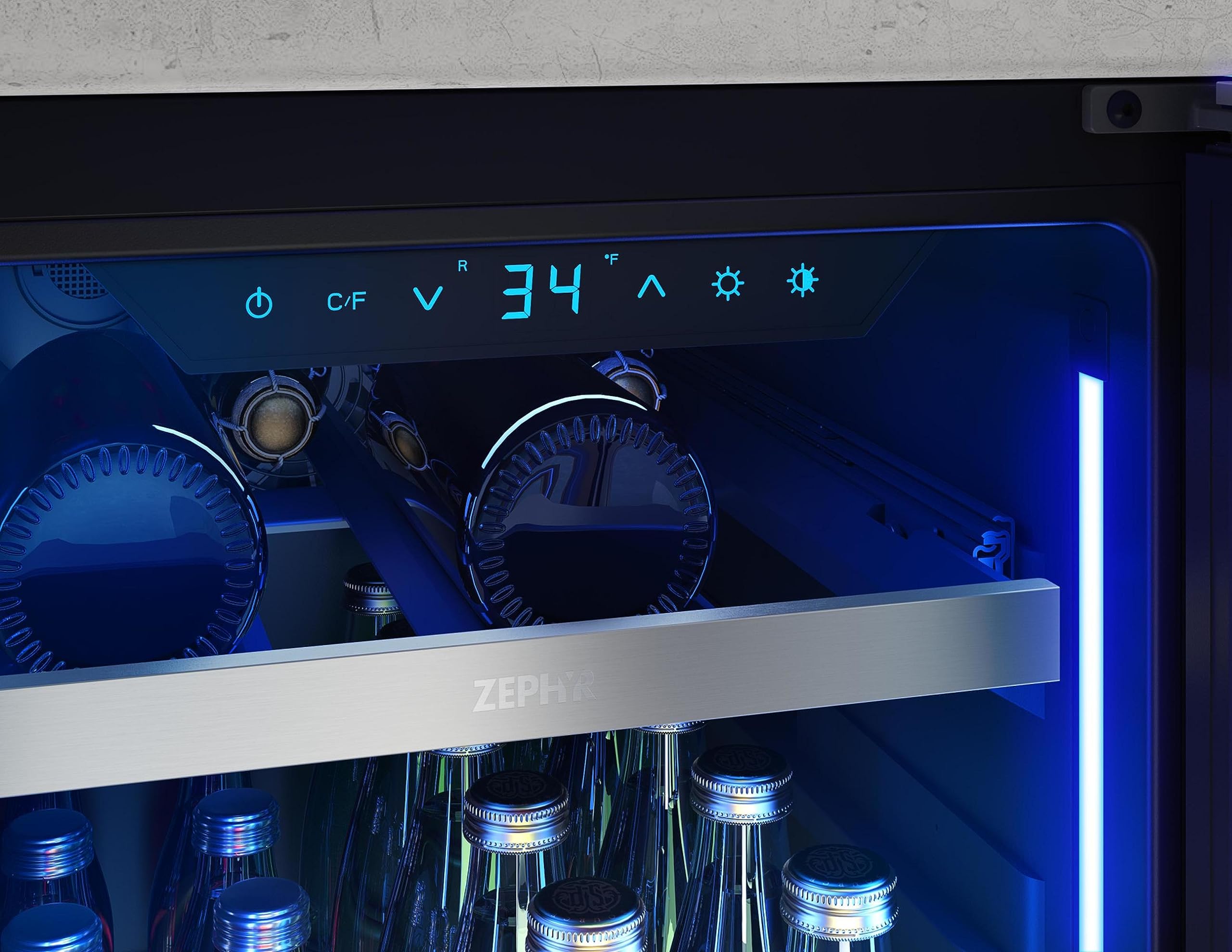 Zephyr PRB15C01C Presrv 15 Inch Wide 4 Bottle Capacity and 64 Can Capacity Energy Star Certified Wine and Beverage Cooler Combo with PreciseTemp™ - Stainless Steel/Glass on Fridge.com