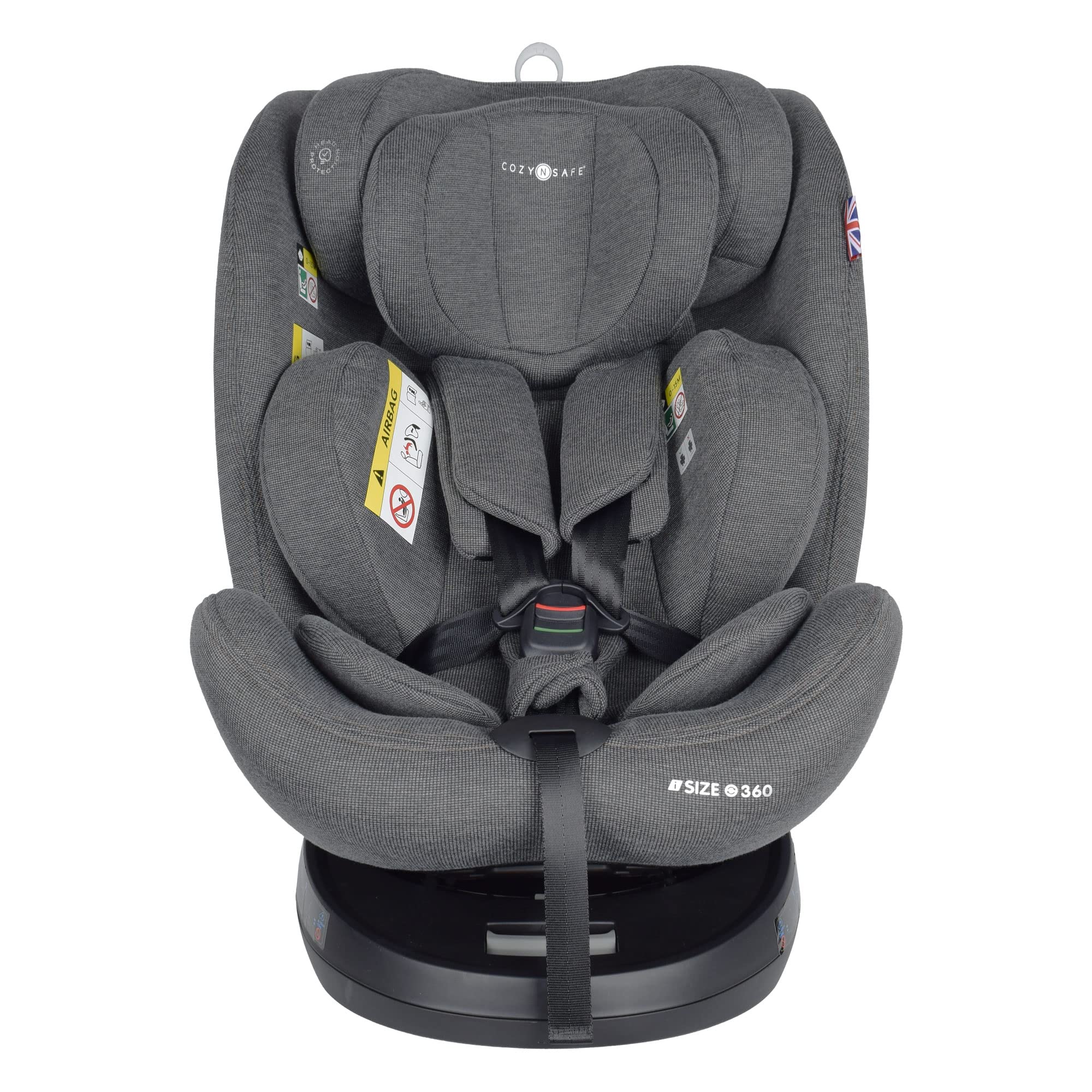Cozy N Safe Apollo EST-06 i-Size 40-150 cm circa nascita fino a 12 anni, gruppo 0+/1/2/3 girevole a 360°, seggiolino auto ISOFIX (grigio)