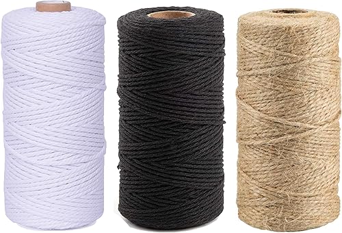 Cordel de yute para envolver regalos paquete de 3 unidades de 984 pies cuerda de algodón natural de 039 pulgadas de grosor para envolver regalos