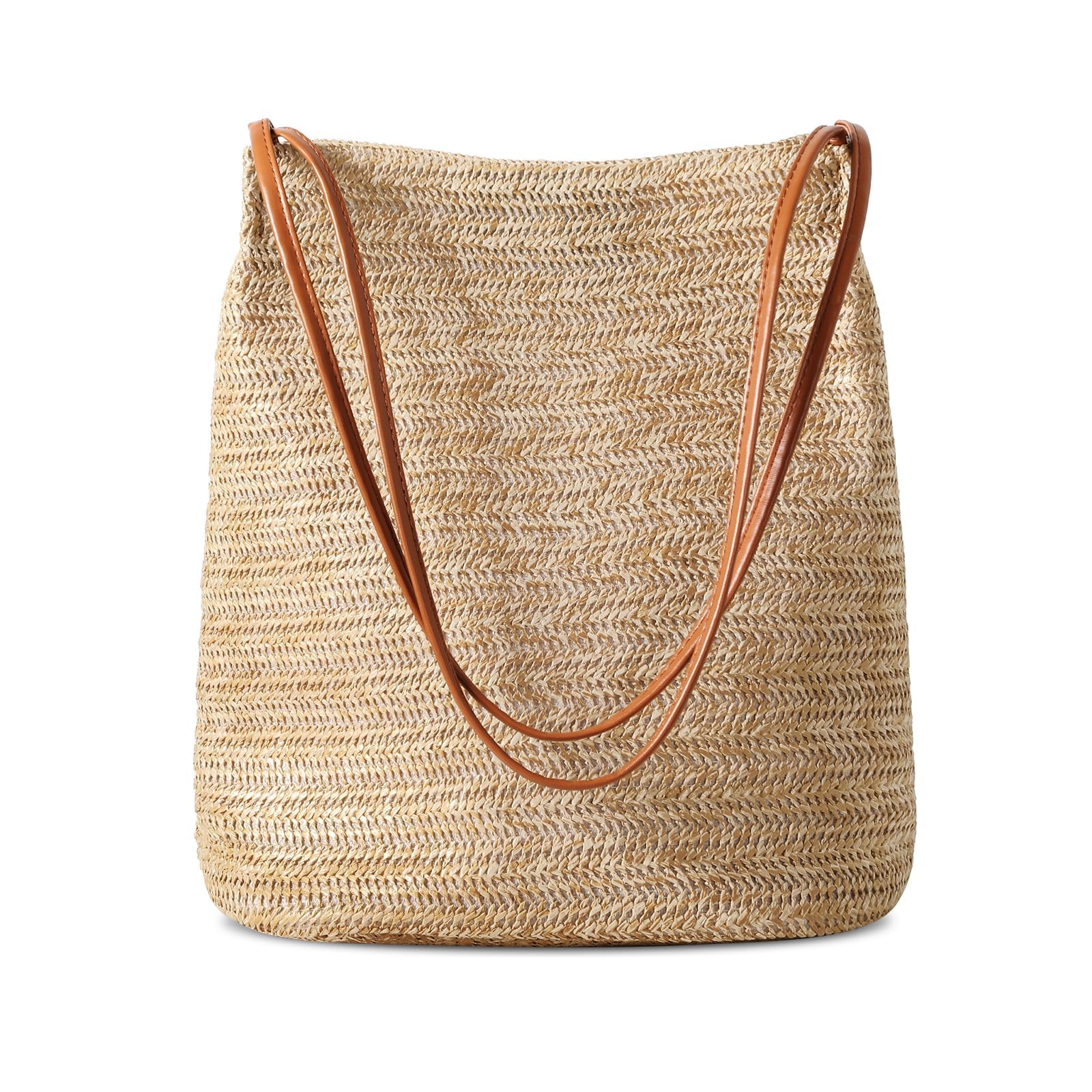 Women's Straw Beach Bag, Women's Tote Shoulder Bag, Beach Straw Purse Bucket Summer Stylish Stylish Stylum Bag,Stylish and Durable Trendy bag for Everyday Use Beach Shopping Travel Work-image-43