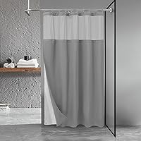 Vista 31 de N&Y HOME - Juego de cortina de ducha de punto gofrado con forro y ganchos lino