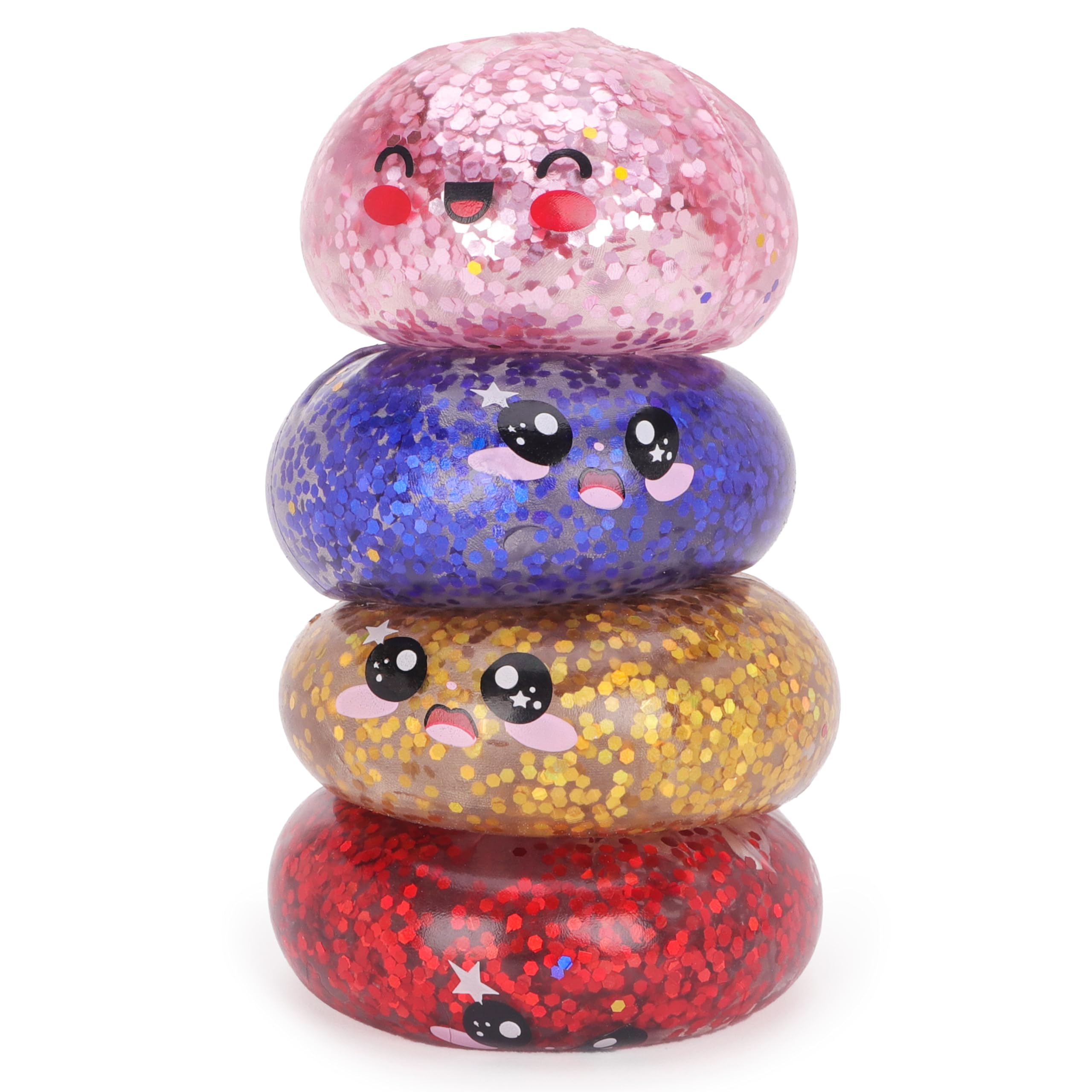 Toyland Mystery Glitter Squishy Bao Dumpling Giocattolo Sensoriale Antistress con Scatola di Plastica per la Vaporiera - Giocattolo da Spremere per Bambini - 1 Scelta Casuale - Età 3+