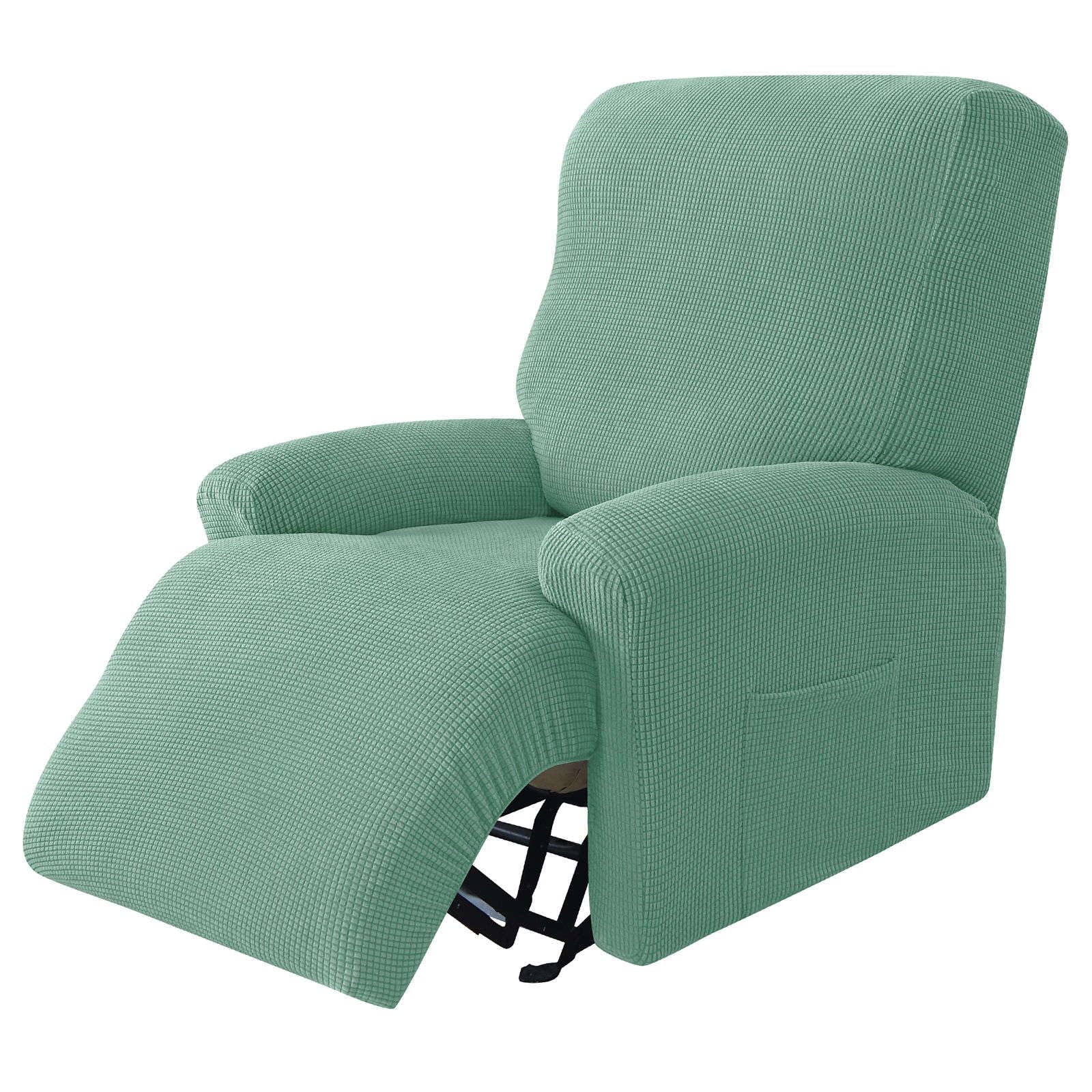 Elastico 4-Pezzo Copripoltrona Relax Reclinabile 1 Posto, Morbido Jacquard Tessuto Copripoltrona Relax Reclinabile Elettrica Con Tasche(Verde,1 posto)