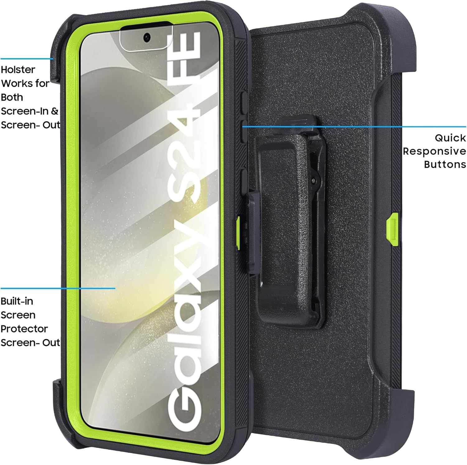 Compatible for Samsung Galaxy S25 2025, Built in Screen Protector, Belt Clip Holster Heavy Duty Defender Case Dustproof Shockproof Protection (Green Camo) - Image 8