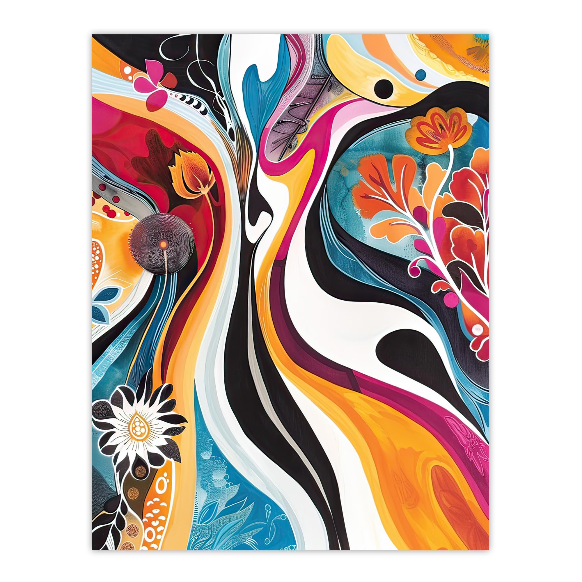 Artery8 Bright Colourful Psychedelic Floral Painting Living Room Large Wall Art Poster Print Thick Paper 18X24 Inch