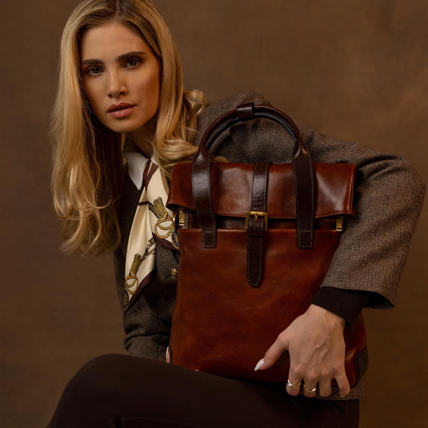 Time Resistance Leather Backpack - Business and Casual Backpack - Real Leather Backpack Made in Italy - Image 2