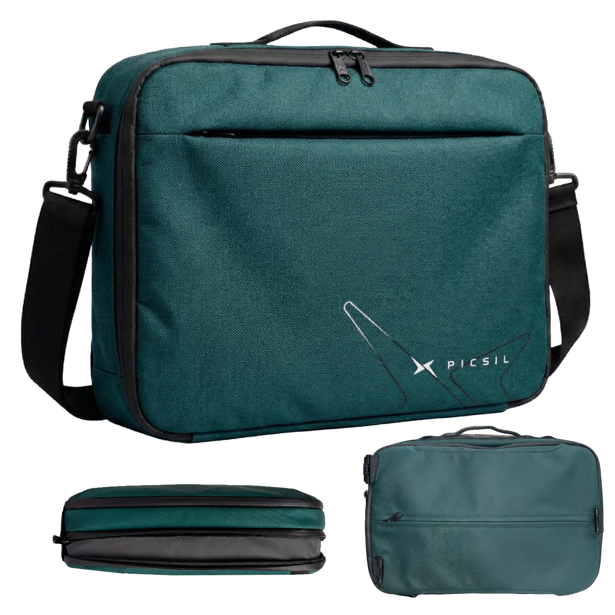 PICSIL Horizon Funda para Portátil - Maletín Modular Organizador de Documentos 10,4L-15,6L, Business Briefcase Extensible, hasta 15.6", Viajes de Negocios y Coworkingg - Moss