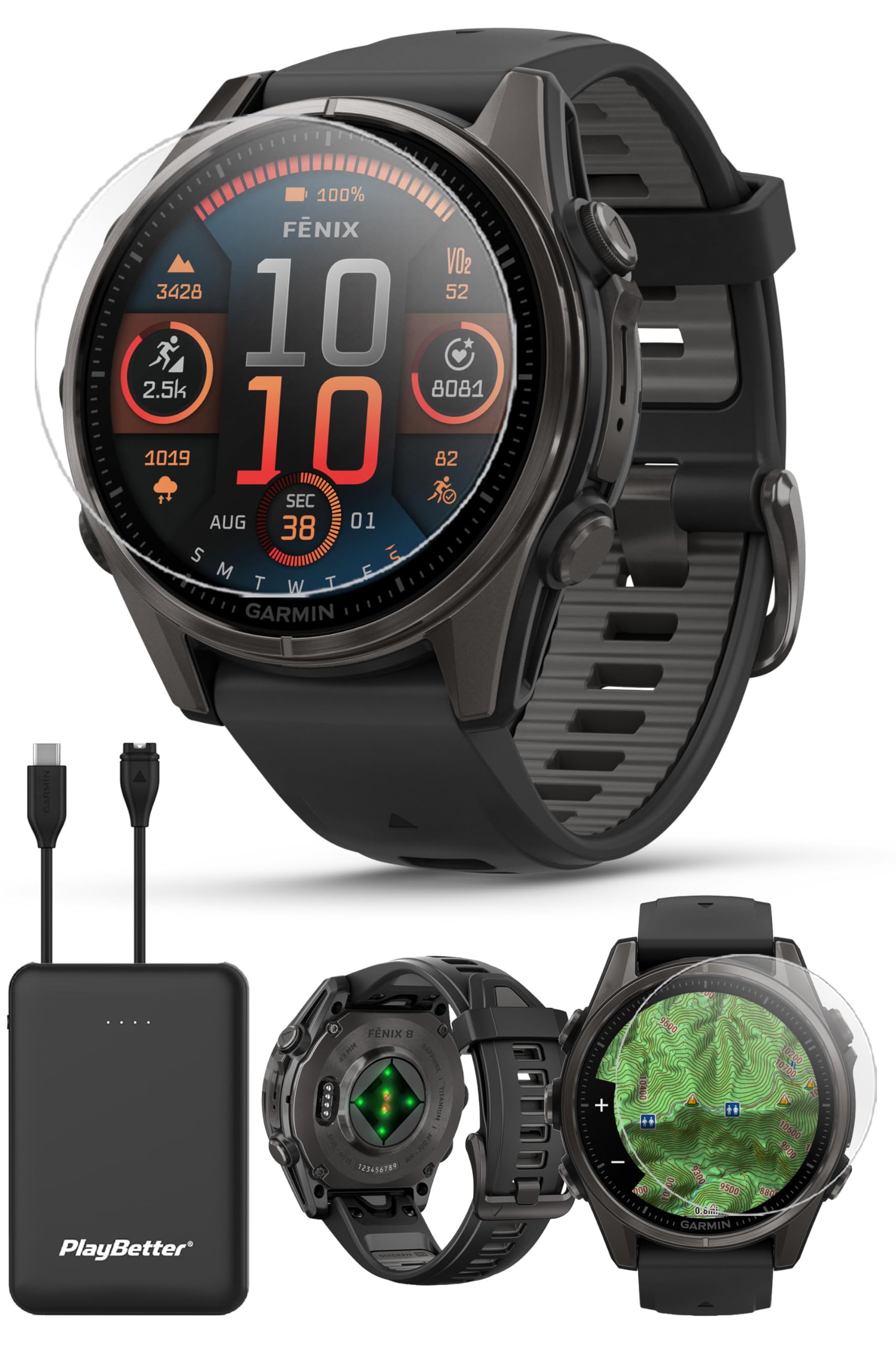 Garmin Fenix 8 AMOLED Sapphire (43mm, Carbon Gray DLC Titanium
