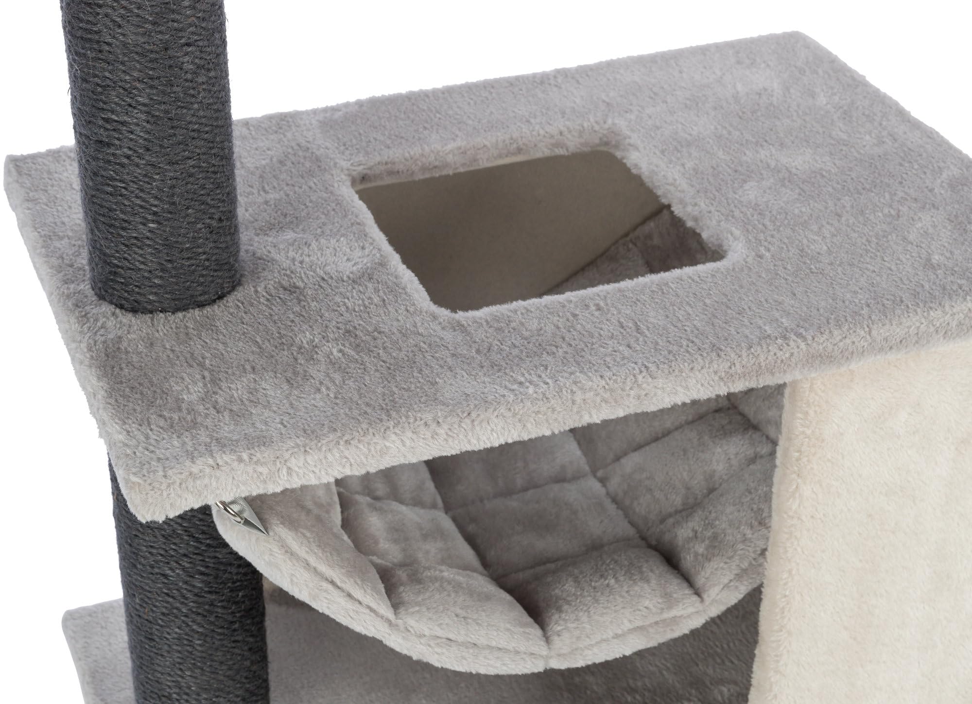 TRIXIE Tiragraffi Juliano 44457 grigio – Tiragraffi multilivello con colonna in sisal, amaca, opzioni per graffiare e giocare, comodo e robusto