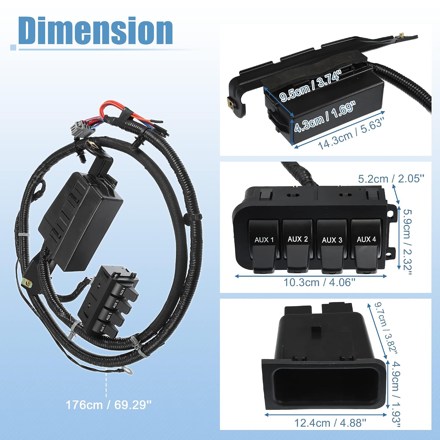 X AUTOHAUX in-Dash Auxiliary Upfitter Switch Panel Kit for Ford F250 F350 F450 F550 Super Duty 2005 2006 2007 5C3Z-14A303-AA 5C3T-14A303-AJ Switch Box Wire Harness Wiring Jumper Kit Black