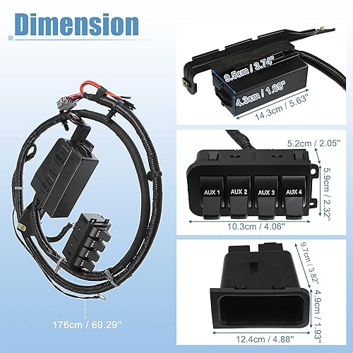 Miniatura 6 de X AUTOHAUX in-Dash Kit de panel de interruptor auxiliar para Ford F250 F350 F450 F550 Super Duty 2005 2006 2007 5C3Z-14A303-AA 5C3T-14A303-AJ Kit de