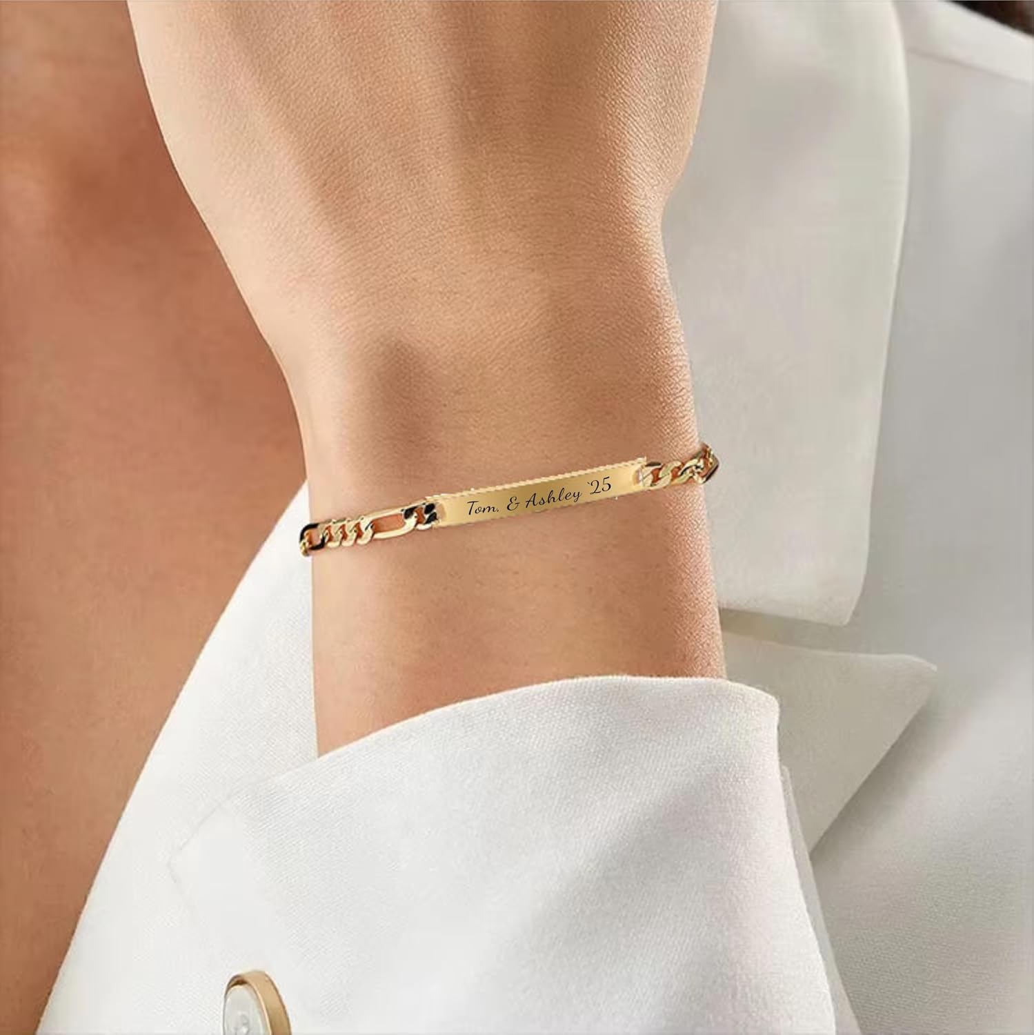 A & L Engraving Personalized Gold Stainless Steel Ladies Thin ID Bracelet Custom Engraved Free - Available in 7", 7.5" or 8" - Ships from USA