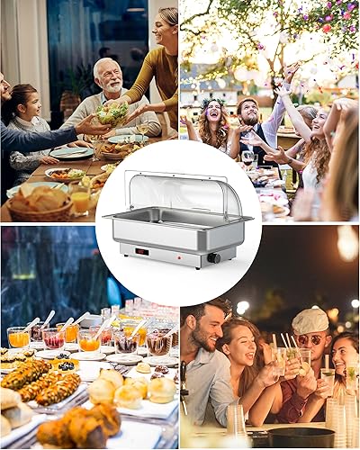 Miniatura 4 de RIEDHOFF 9QT - Juego de platos eléctricos con control de temperatura, acero inoxidable con tapa transparente para catering y servidores de alimentos