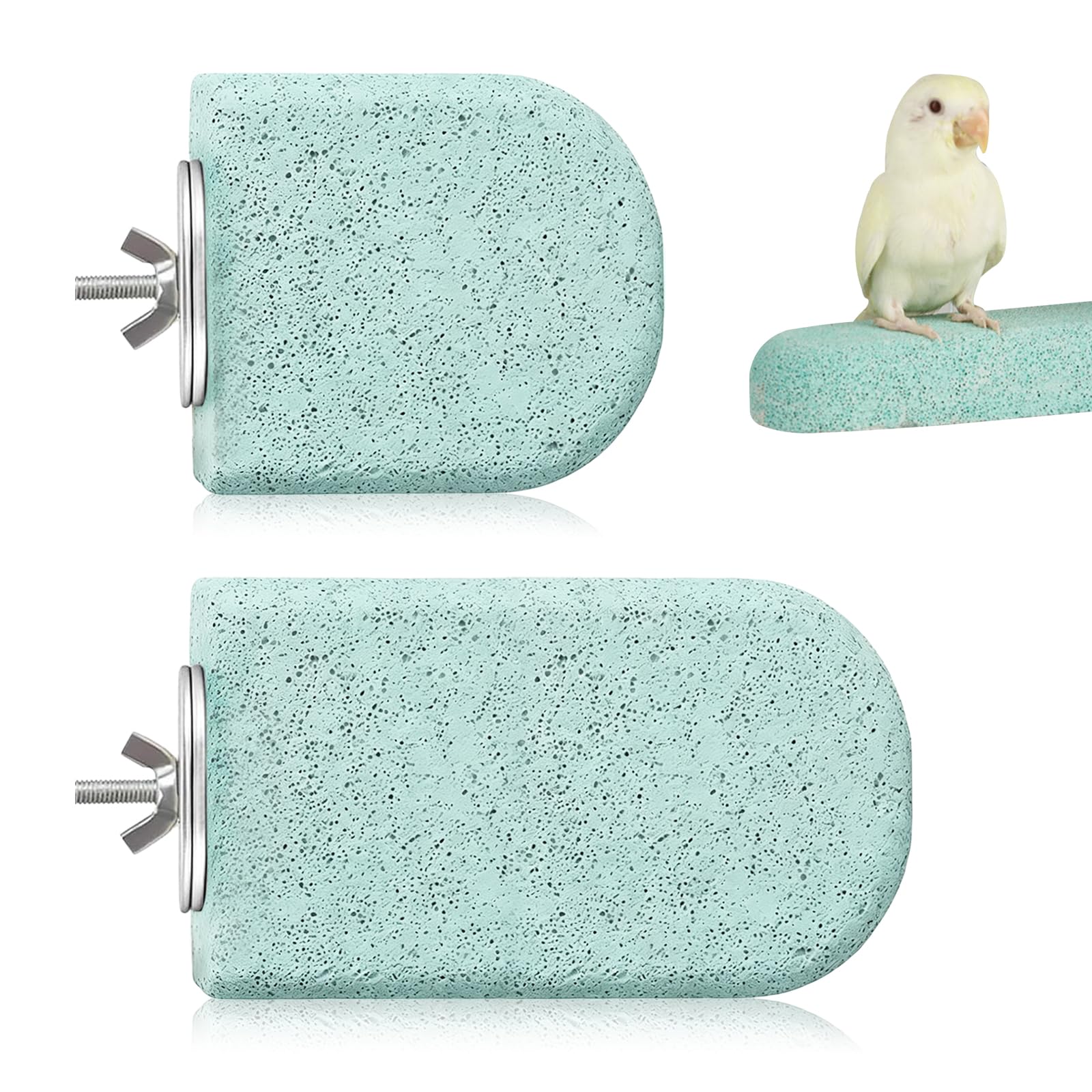 2 Pcs Pet Grinding Stone Perch, Natural Bird Perches for Cage Lava Ledge Bird Perch Platform Nail and Beak Grooming Perches for Budgie Cage Cockatiels Conures and Other Small Birds