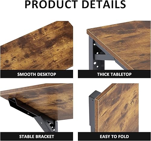 Miniatura 6 de Need Banco de trabajo plegable para montar en la pared, longitud de la mesa de 47.2 pulgadas de ancho, 20 pulgadas, complemento perfecto para garaje