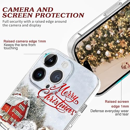Miniatura 4 de Newseego Funda para iPhone 15 Pro, bonito diseño de coche rojo con texto en inglés "Merry Christmas", para mujeres y niñas, niños, anti-amarillo,