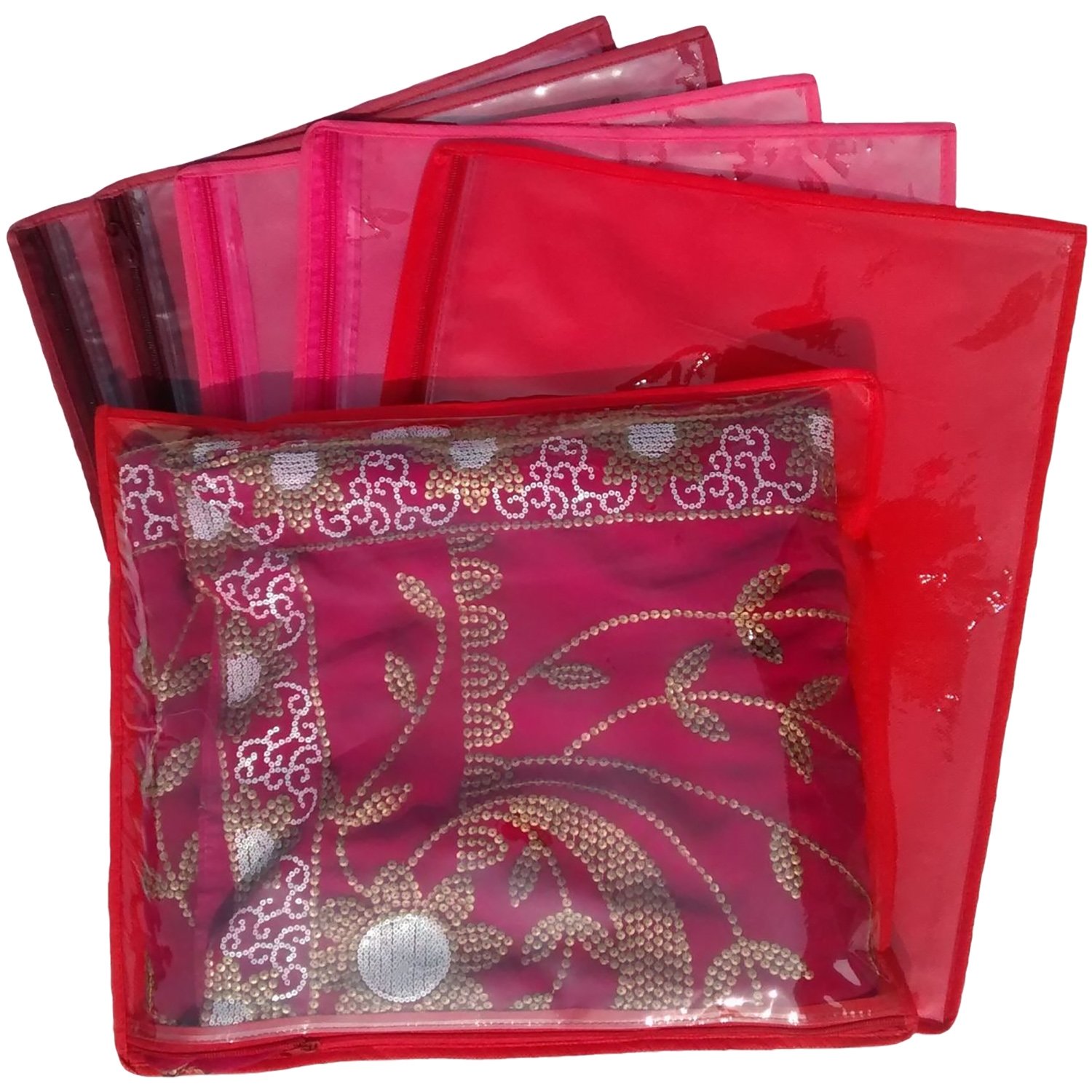 Indi Bargain Saree Cover Set in Non Woven, Regular Cloths Bag Single Saree Covers - Set of 6 (Mix Color)