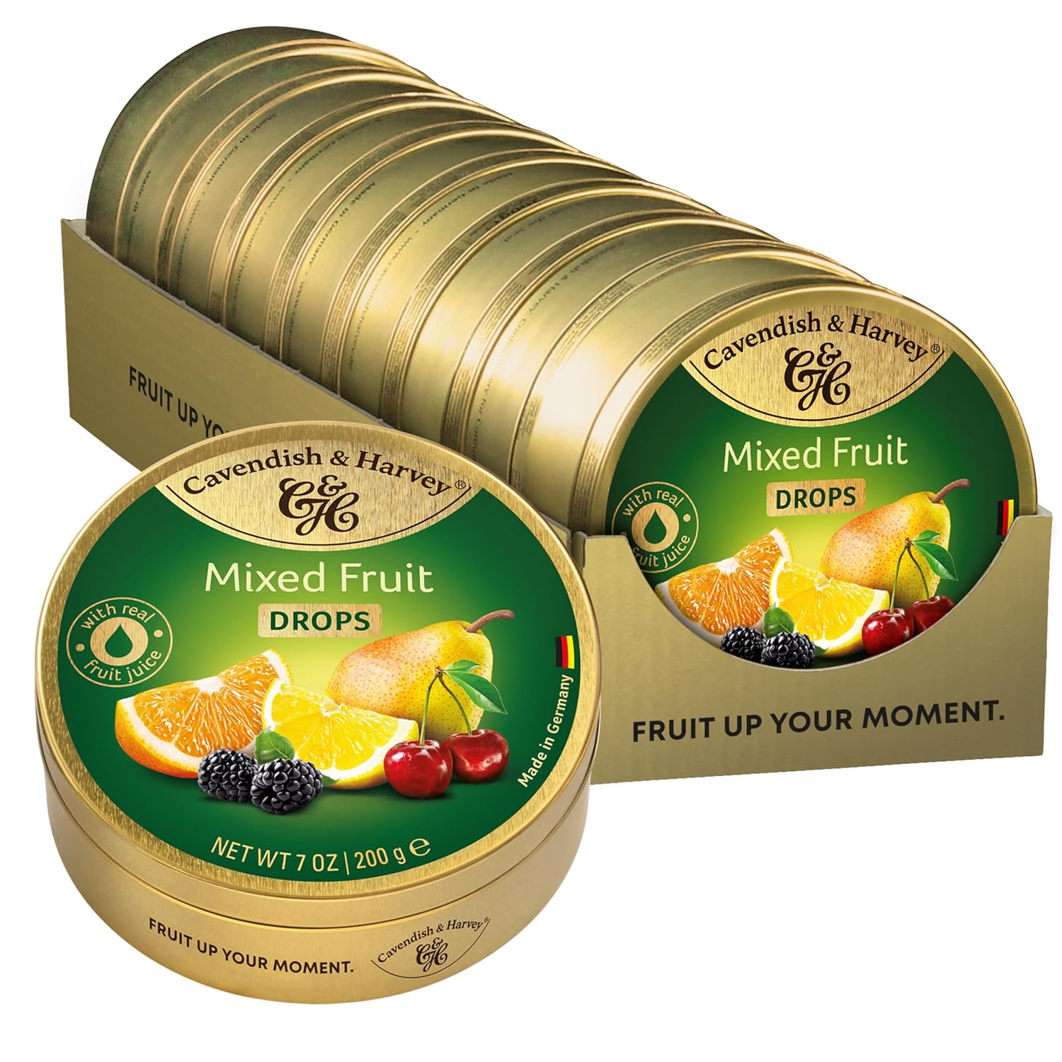 Cavendish & Harvey Travel Tin Mixed Fruit Drops 200 g (Pack of 9)