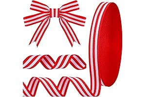 50 Yards White and Red Christmas Ribbon