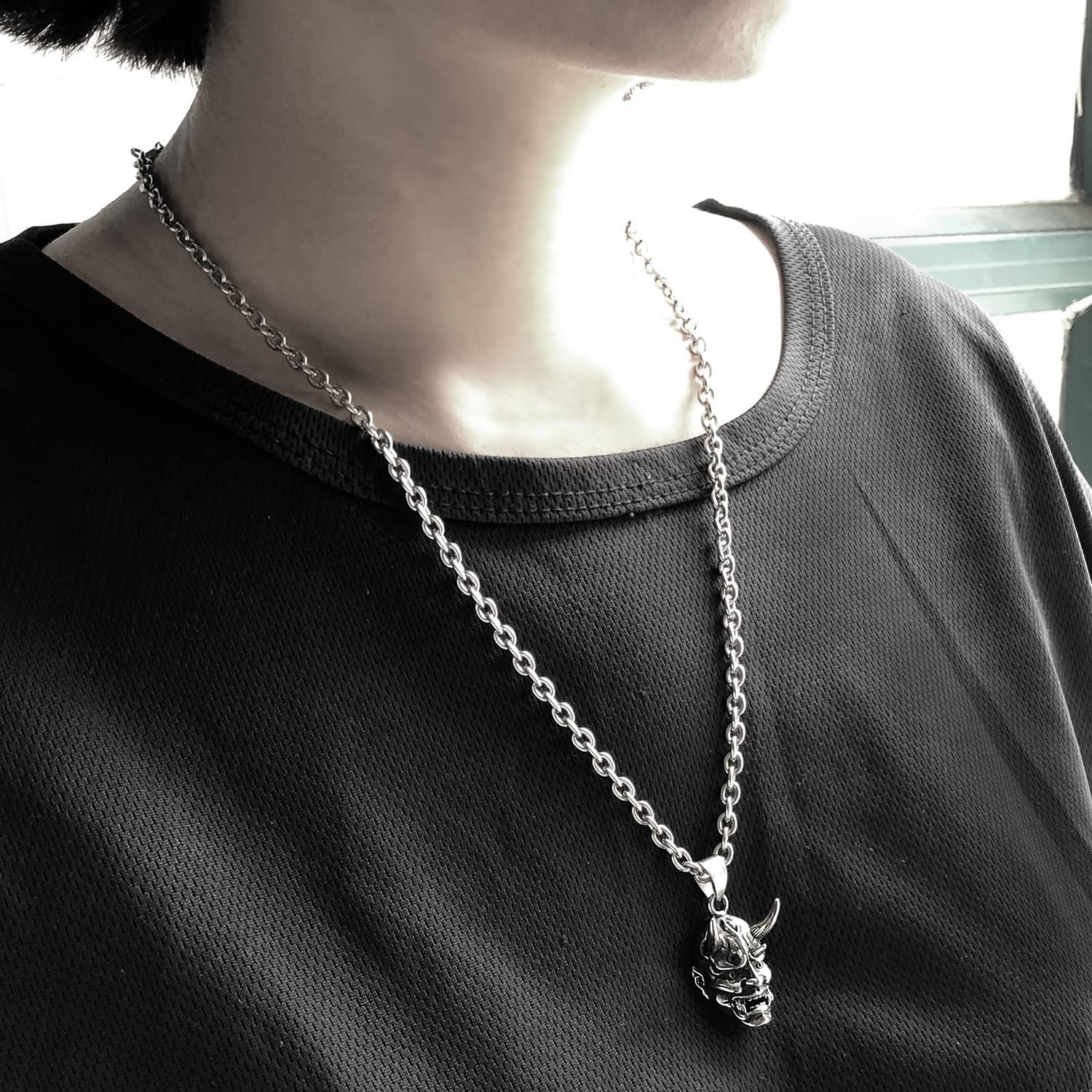 Mask Hannya Necklace Japanese Jewelry Devil Mask Necklaces Samurai Shogun Helmet Mask Good Luck Charm (Necklace B) - Image 7