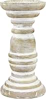 Stonebriar Castiçal de madeira branco usado decorativo, decoração de casa costeira, designs inspirados no oceano para decorações de casamento, festas ou uso diário, grande 20 cm