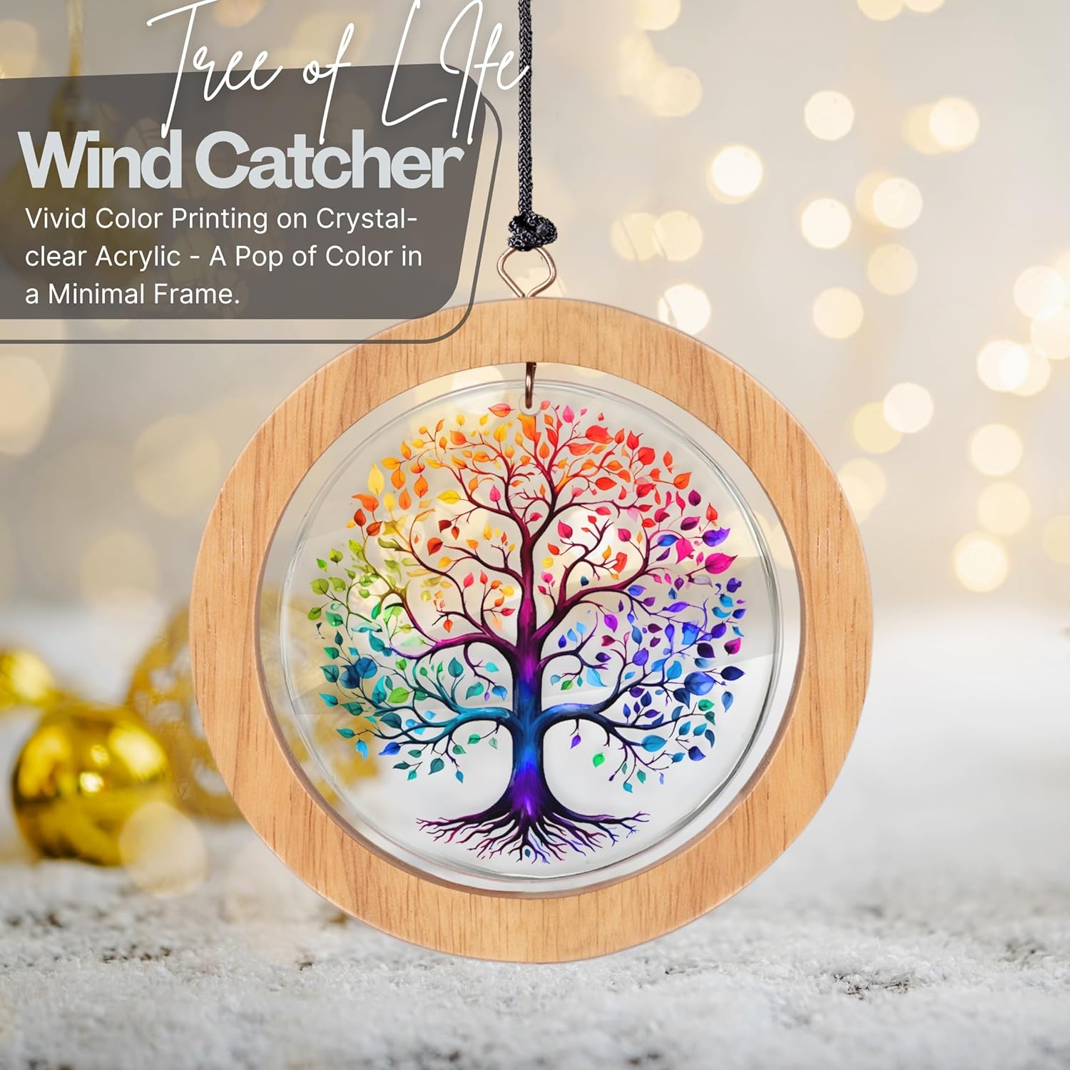 Wind Chimes for Outside, Wind Chimes Outdoor Clearance, Deep Tone Outdoors, Tree of Life Wind Chime, Memorial, Sympathy Gift, Patio, Porch, Home Décor, Modern, Acrylic Art, Silver (34" Tree of Life)