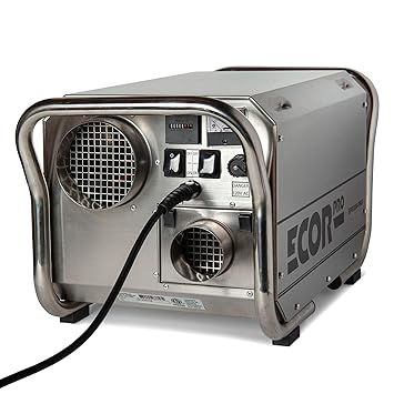 ECOR PRO 200 Pint Portable Commercial Industrial Grade Desiccant Dehumidifier for Basement, Whole House, Crawlspace, Garage | Covers up to 3000 sqft | Stainless Steel | EPD200-PRO