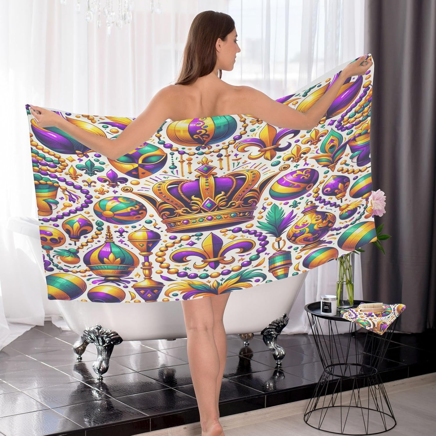 Hand Towels Premium Soft and Highly Absorbent Mardi Gras Crown 2 Pcs Towels for Bathroom Set 100% Cotton Decorative Face Towels