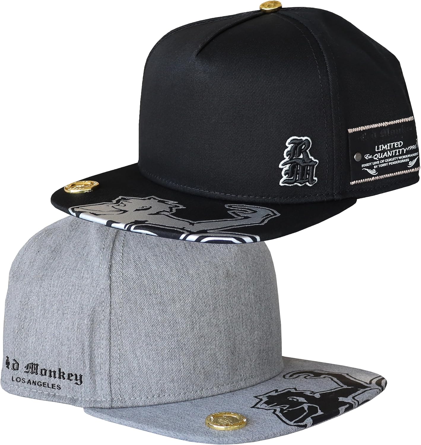 Red Monkey Designs Rising Flat Visor Snapback Limited Edition Hat Cap RM1414 | 2 Colors