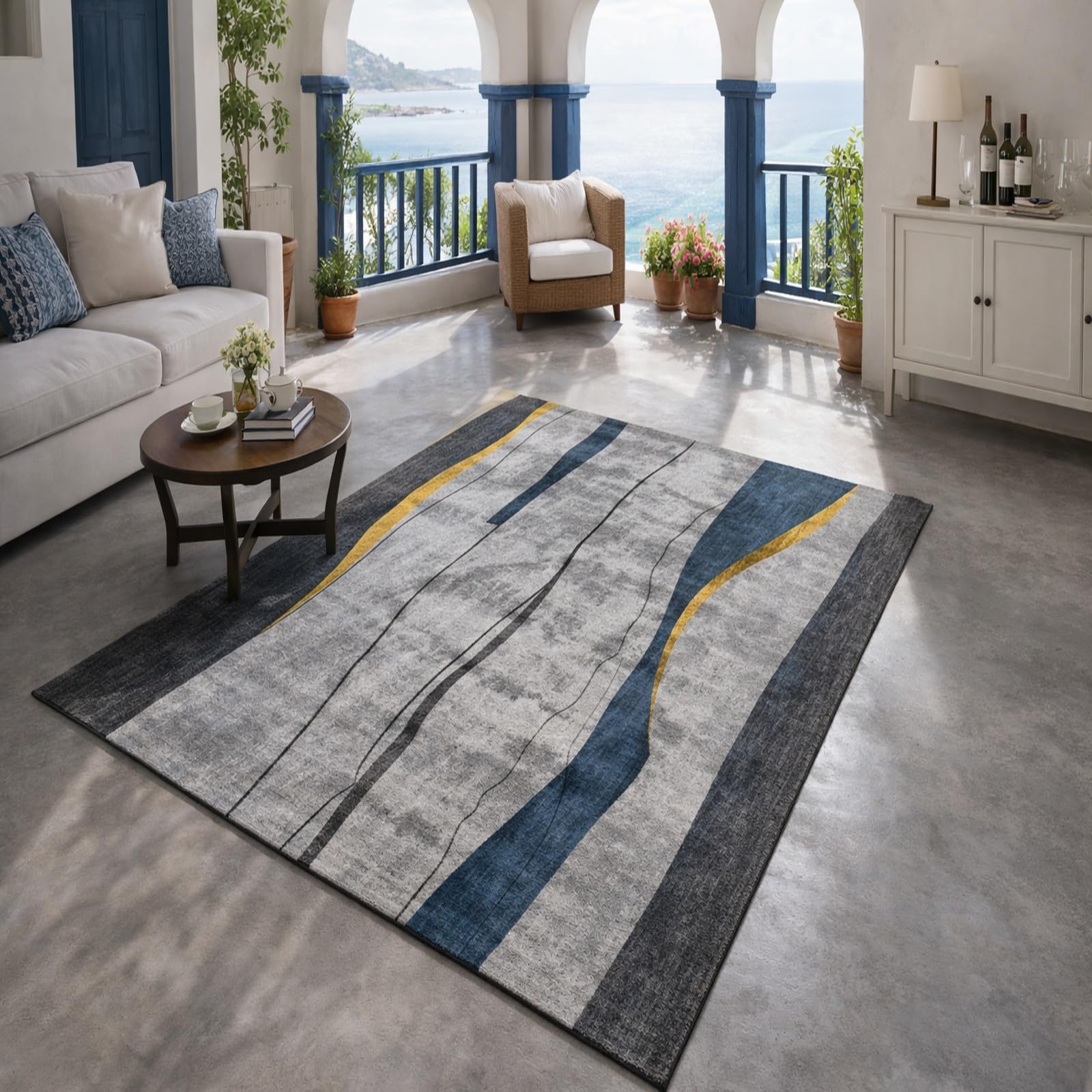 Tapis de cuisine antidérapant gris lavable 120x180 cm