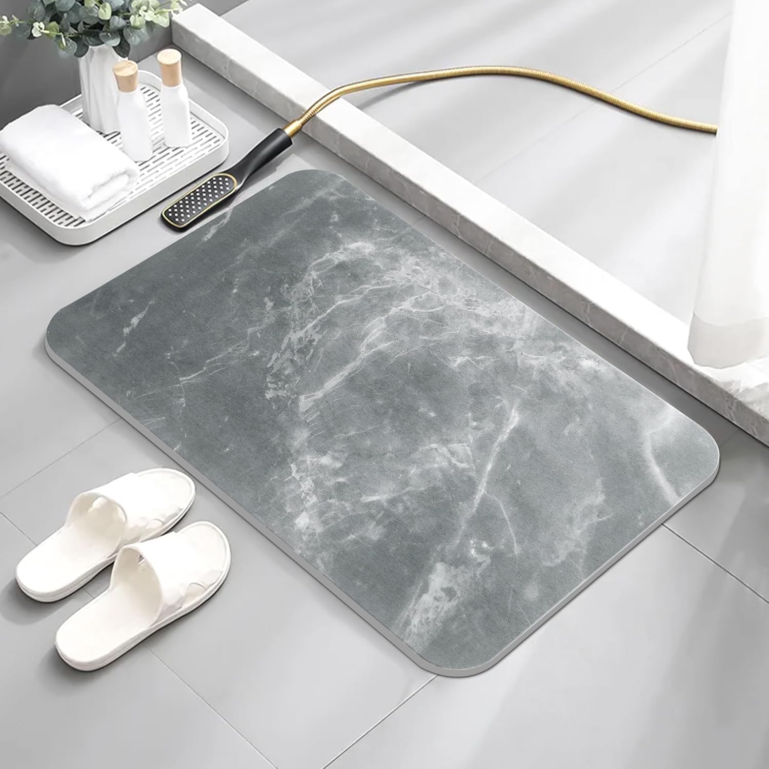 AWW Stone Bath Mat, Super Absorbent Diatomaceous Earth Bath Mat, Non-Slip Stone Mats for Bathroom, Fast-Drying Easy to Clean Shower Rug