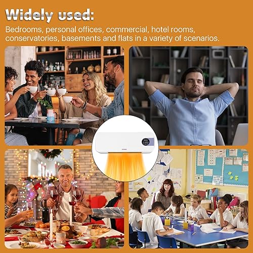 Miniatura 7 de Calentador de espacio de pared para uso en interiores Habitación grande de 1500 W, calentadores de pared eléctricos de cerámica de 3 segundos,