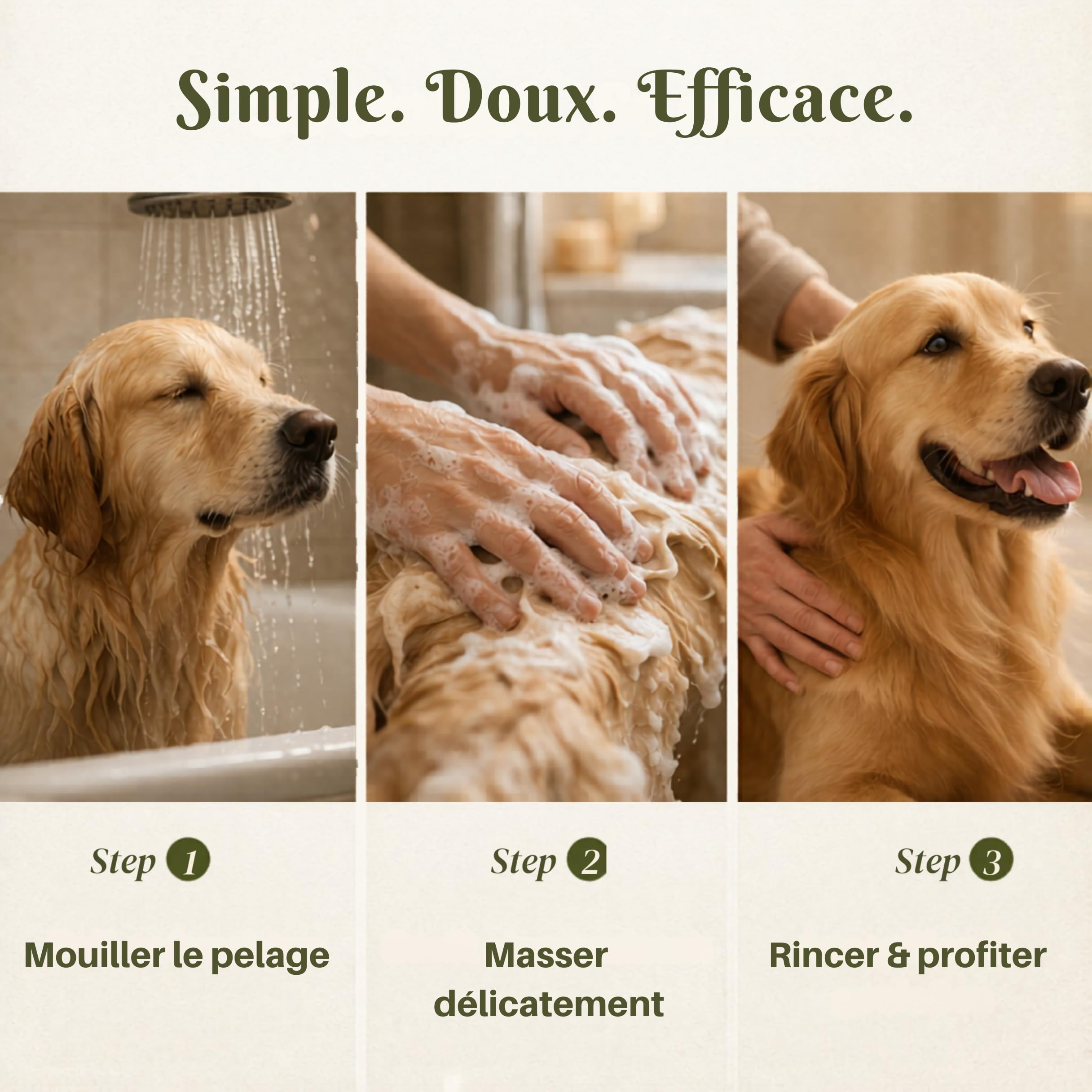 Pack économique 3×250 ml – Shampooing chien EXTRA SENSIBLE – pH doux, formule vegan, sans parfum, nettoyage doux avec extraits végétaux (tilleul, bouleau, alchémille) – pour chiens sensibles & chiots
