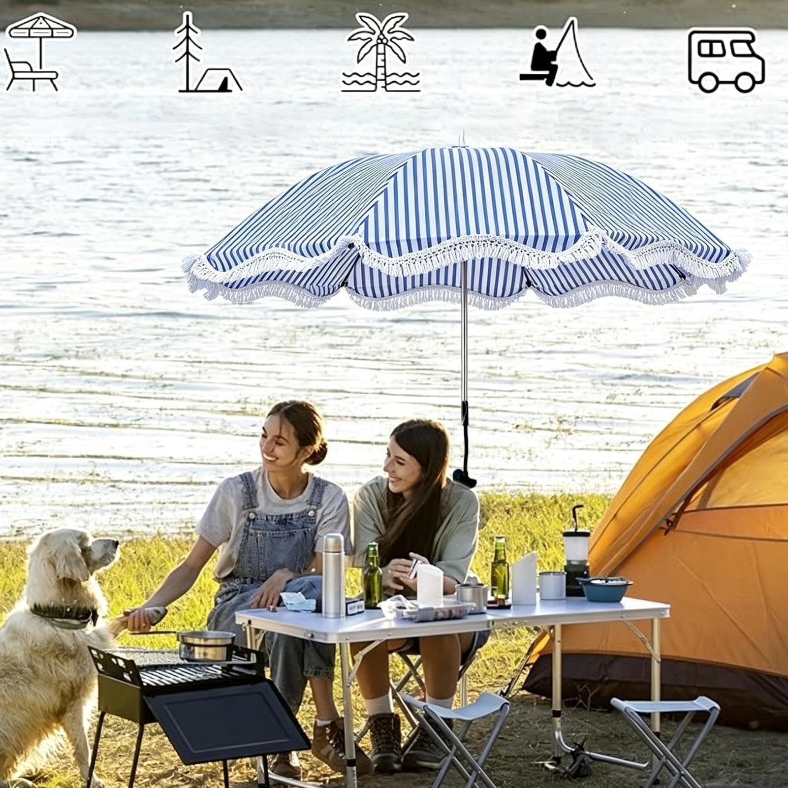 Ombrelloni Da Spiaggia Schermo Solare Portatile Antivento Per Esterni | ombrellone da patio Per Piscina, Bordo Piscina, Giardino, Cortile, Esterno, Campeggio E Viaggio All'Aperto