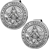 Vista 7 de Medalla de San Cristóbal para automóvil, clip de metal para visera de automóvil de San Cristóbal, regalos para hombres católicos, talismán