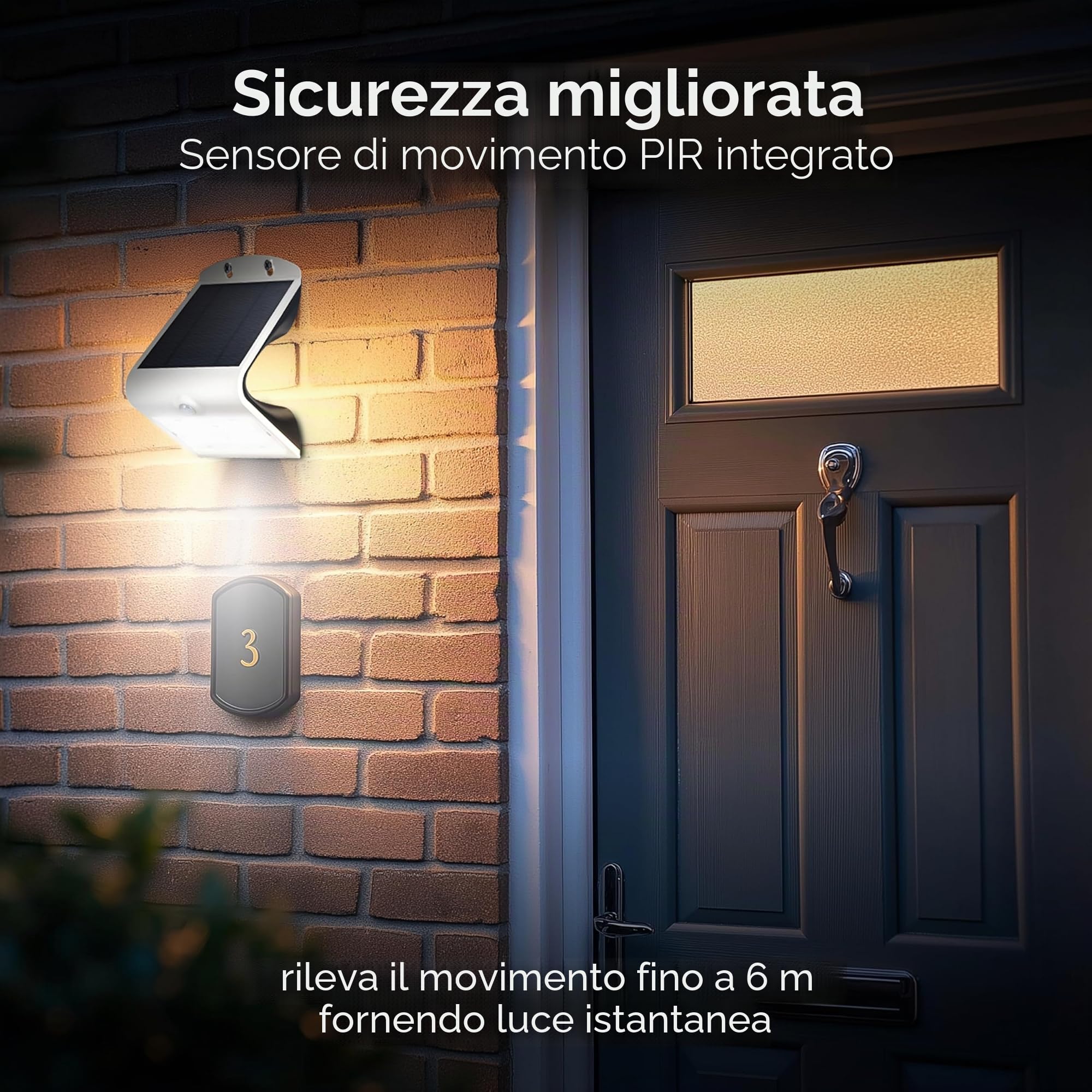 Luceco Solar Guardian applique angolare per esterni, con sensore di movimento PIR, 3,2 Watt, nero