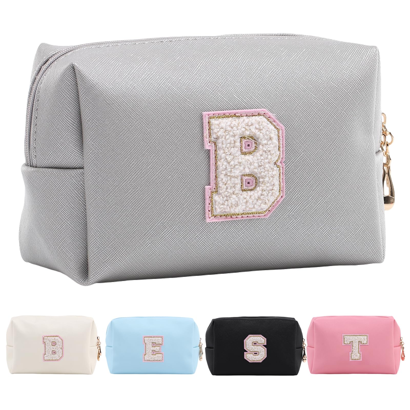 Personalized Makeup Bag,Waterproof Travel Makeup Pouch Cosmetic Bag Birthday Gift for Women Mom，Bride Bridesmaid Cosmetic Bag A-Z — view 74