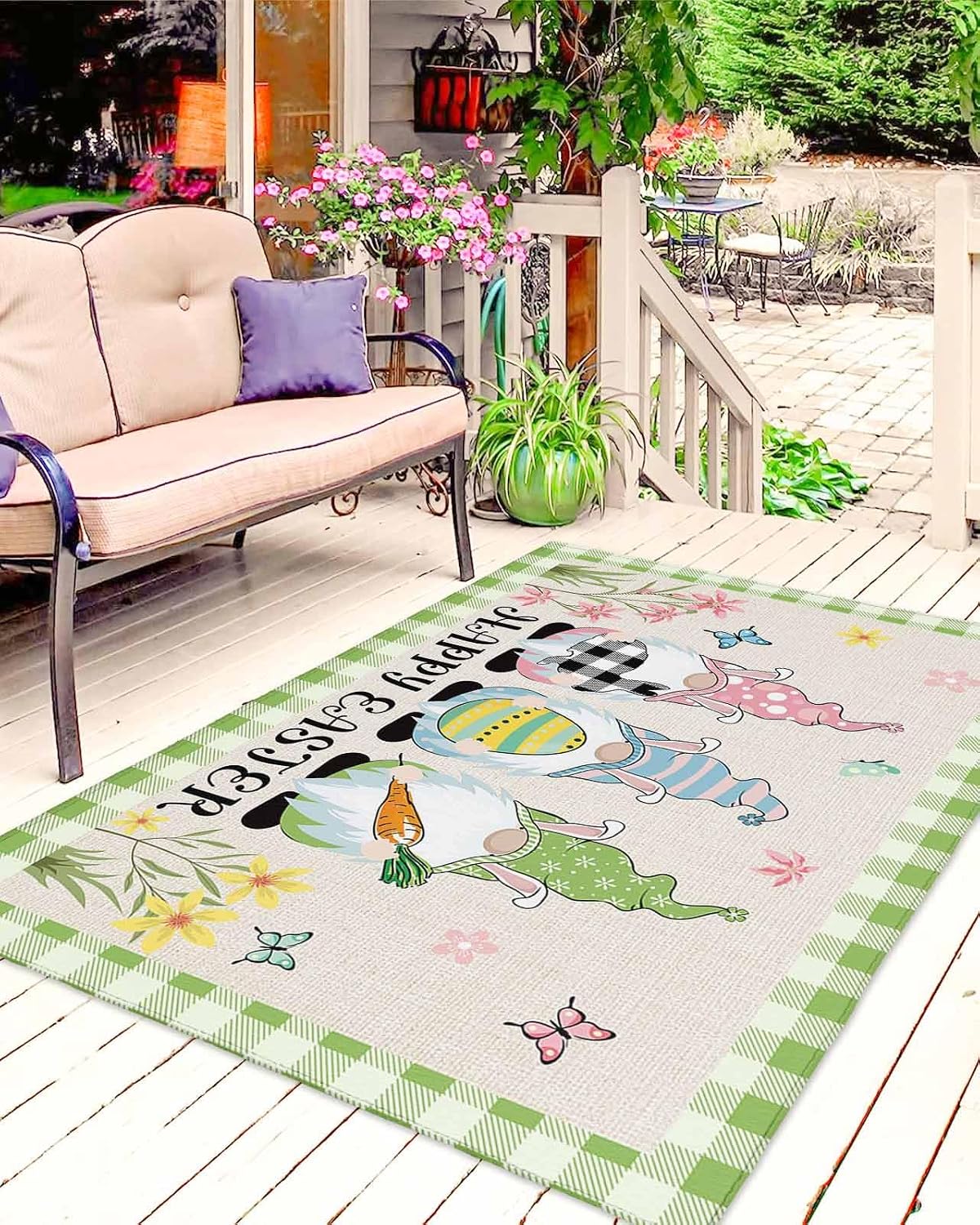 Amazon.com: Spring Easter Indoor/Outdoor Rug Mat Gnome with Eggs Farm ...
