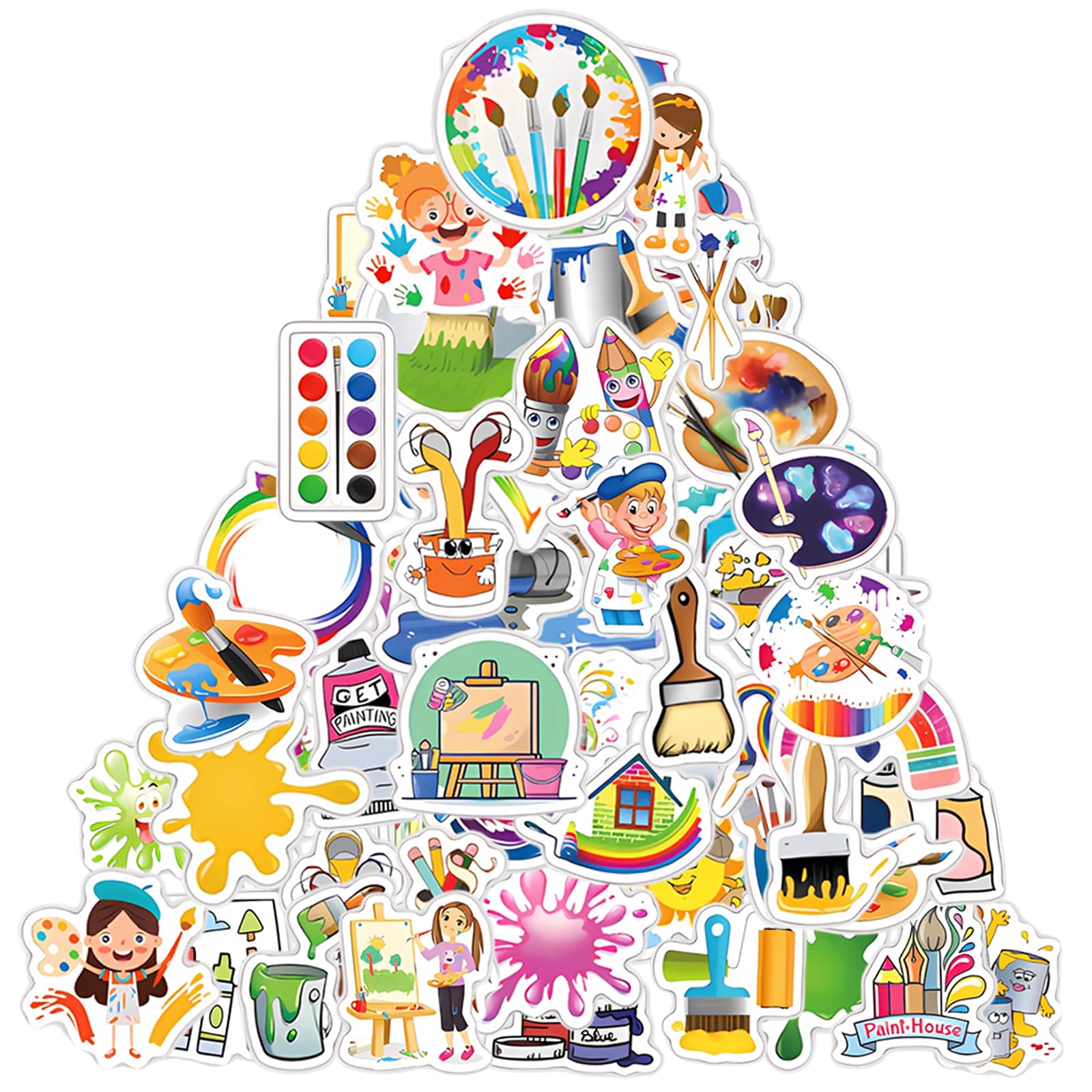 Simarro 60 Pcs Art Painting Stickers for Kids - Vinyl Waterproof Aesthetic Water Bottle & Scrapbooking DIY Crafts Stickers