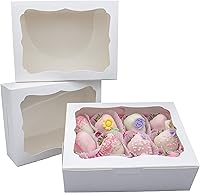 Vista 8 de 20 cajas de panadería marrón de 8 x 6 x 2.5 pulgadas con ventana, cajas de galletas, cajas de dulces, cajas de postre, cajas de donas, cajas