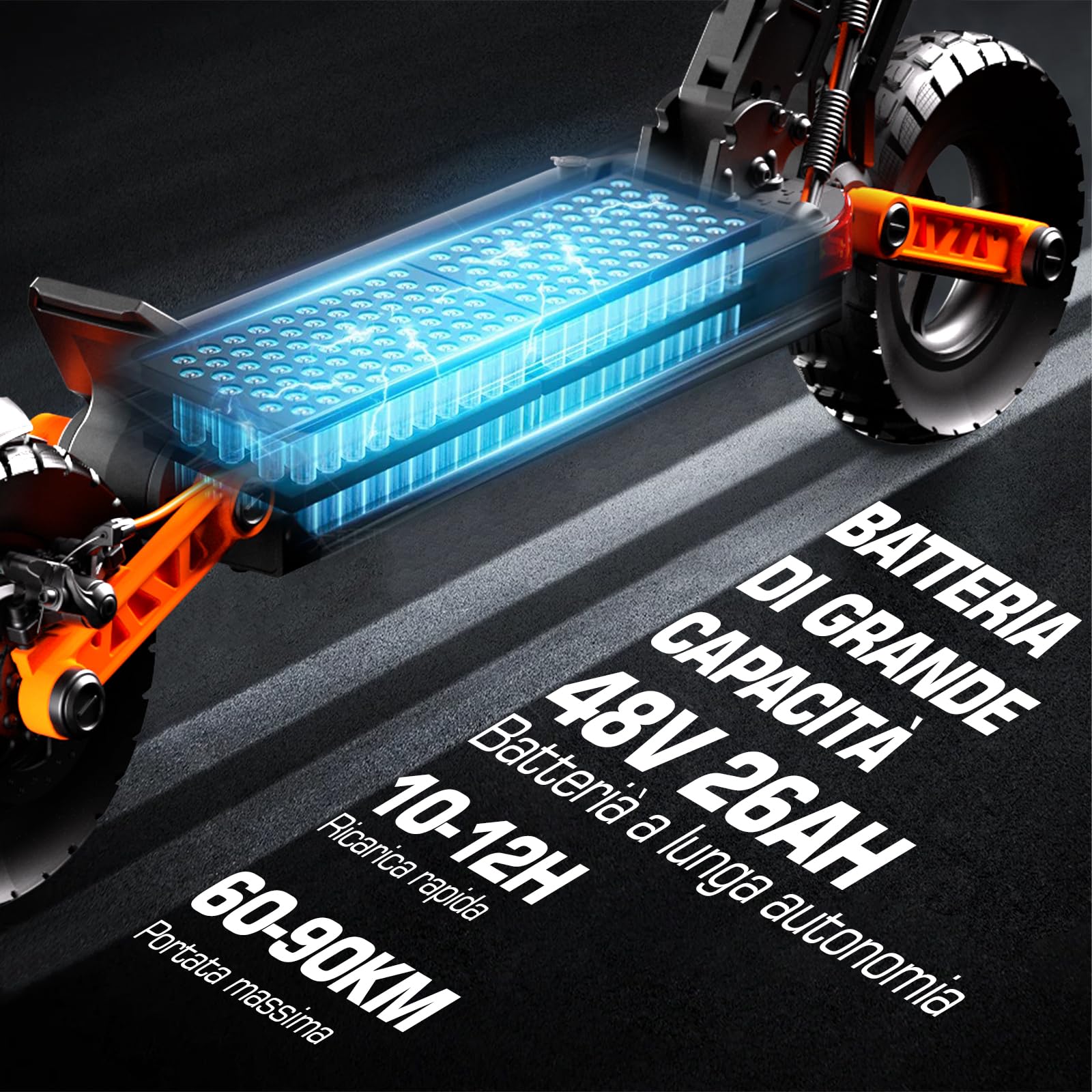 JOYOR Monopattino Elettrico, 60-90KM 48/60V 18Ah, Carico 150kg, Doppio Ammortizzatore e Freni a Disco Anteriori e Posteriori, Monopattino Elettrico per Adulti Pieghevole