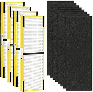 FLT4825 HEPA Filter B Replacement for Germ Guardian Air Purifier,Compatible with FLT4825 AC4825 AC4300 AC4800 AC4900 AC4850 Air Purifiers,4 True H13 HEPA Filters+8 Carbon Pre-Filters