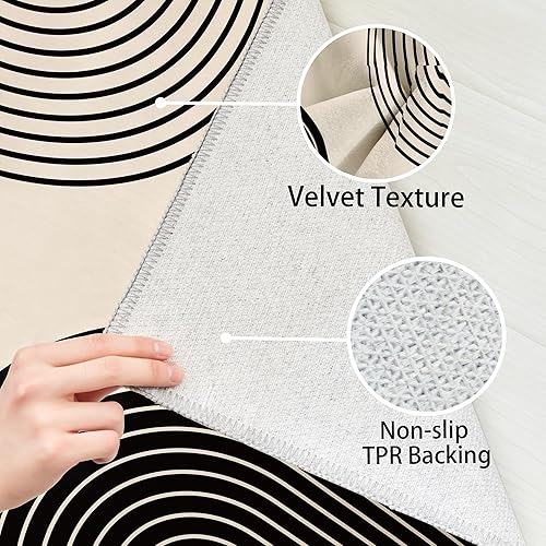 Miniatura 5 de Tritard Alfombra abstracta moderna de mediados de siglo, geométrica, antideslizante, alfombra envejecida para sala de estar, dormitorio, multicolor,