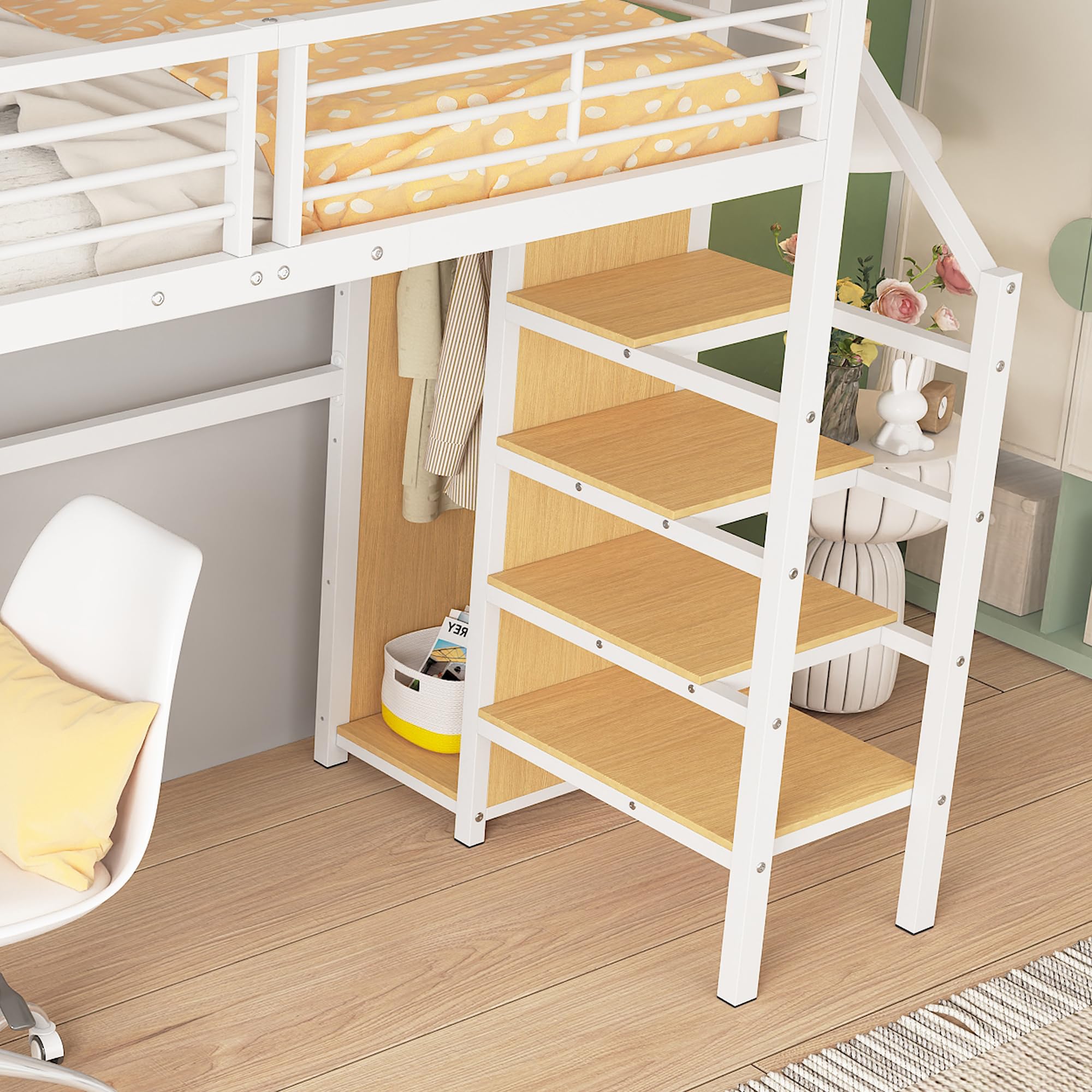 Letto A Castello Triplo 90x200 Cm | Struttura In Metallo E MDF | Per Bambini E Adulti | Colore Bianco | Certificato EN747