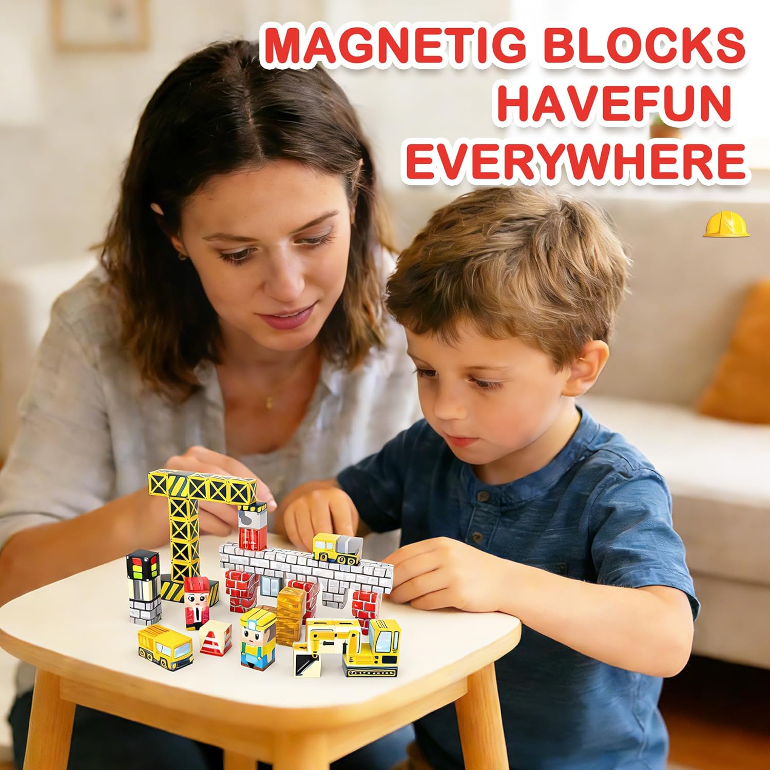 Magnetic Tiles Building Blocks for Kids Ages 3+, STEM Toys for Toddlers, 54 PCS Magnetic Construction Set with Storage Bag, Educational Birthday Gifts for Boys & Girls (Edifice)
