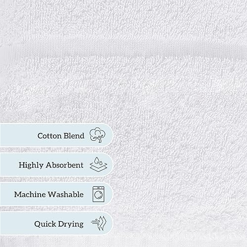 Vista 36 de GREEN LIFESTYLE Toalla de baño de lujo, paquete de toallas de baño grandes blancas para spa, gimnasio, baño, hotel, 86% algodón y 14% poliéster