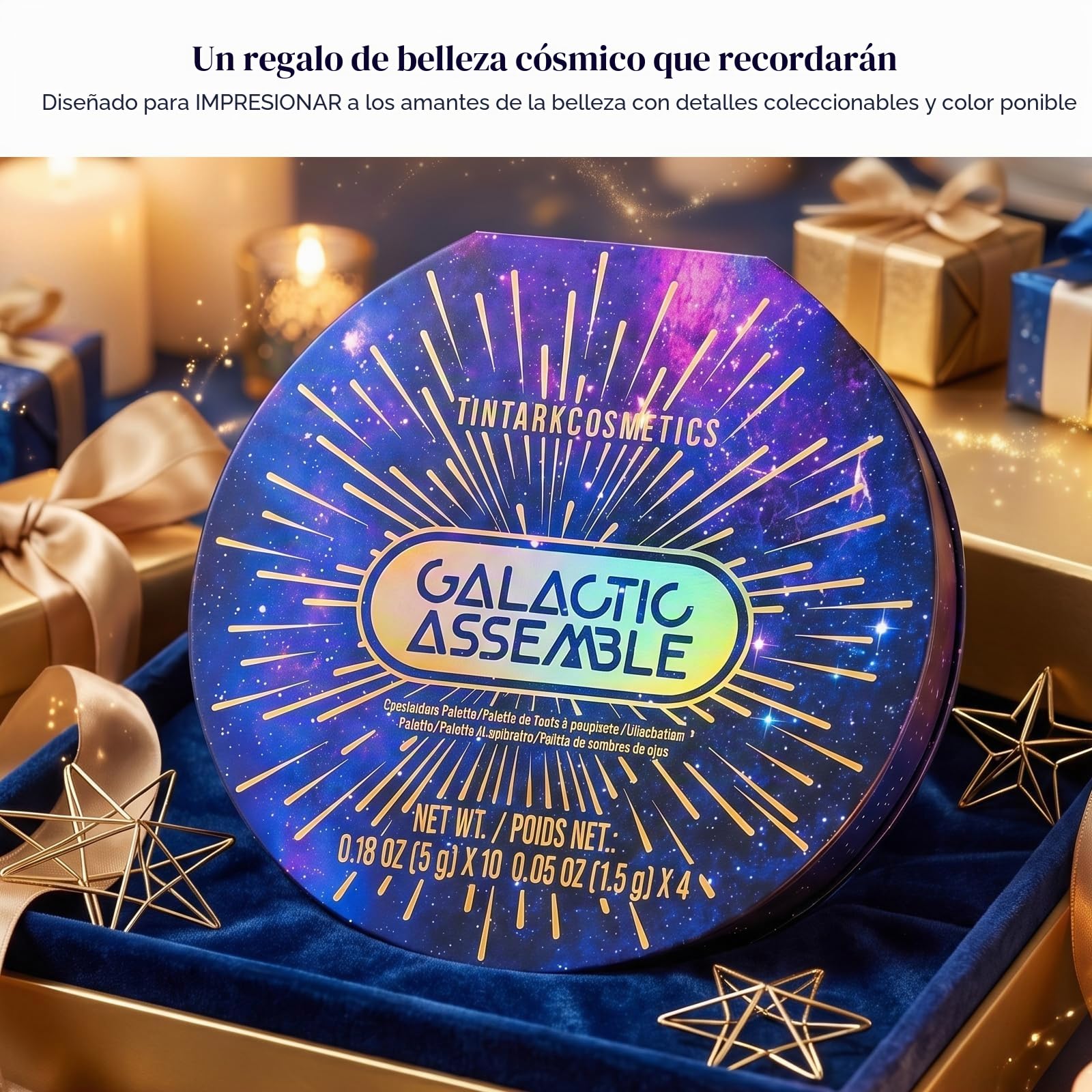 TINTARK Paleta de sombras de ojos Galactic Assemble de 14 colores, sombras de ojos metalizadas con purpurina, verde, azul, morado, marrón, crema desnuda, paleta de maquillaje, Galaxy Schminke Create