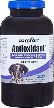 Kala Health COMFORT Antioxidant Supplement for Dogs, 350 Count, Immune Support and Helps Reduce Skin Allergies, Contains MSM, Superoxide Dismutase, Selenium and Vitamin C & E, Made in the USA