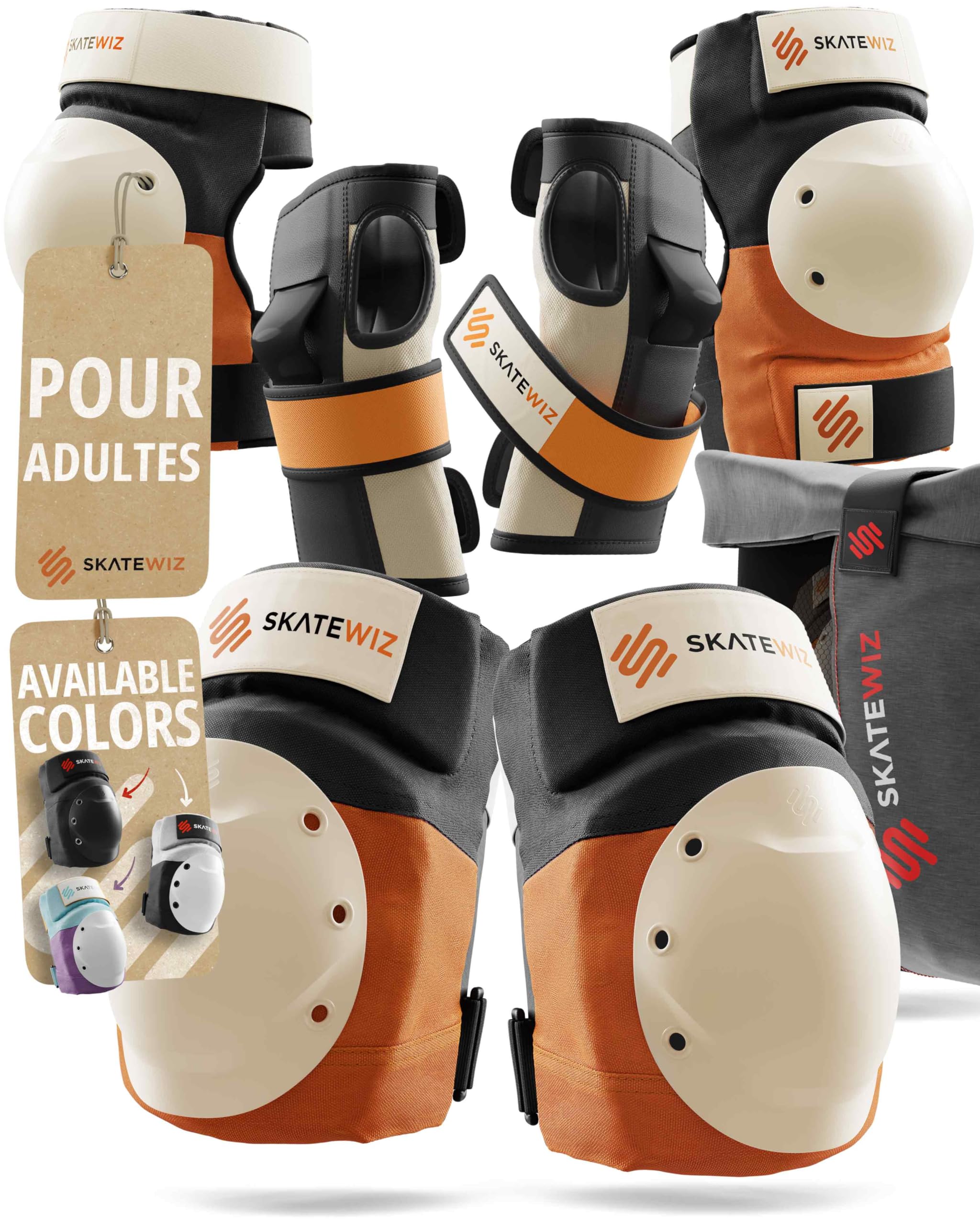 SKATEWIZ Équipement de Protection Patineur Professionnel 6 pièces Manches Néoprène